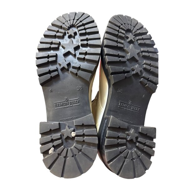 Lemon Jelly Cream Patent Lace-Up Ankle Boots With Black Soles 7.5-8 - Picture 5 of 6